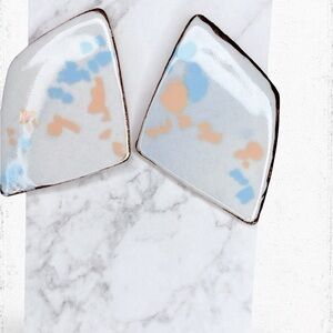 578. Handmade Ceramic Light Blue Earrings